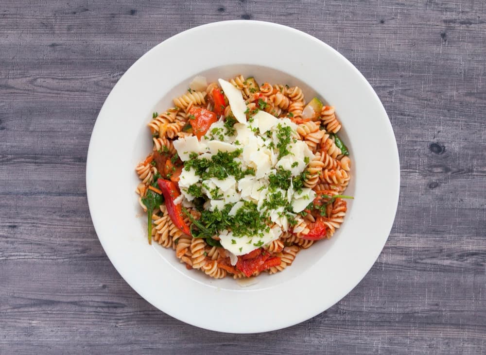 Fussily Primavera at Basil Pasta Bar in Vancouver