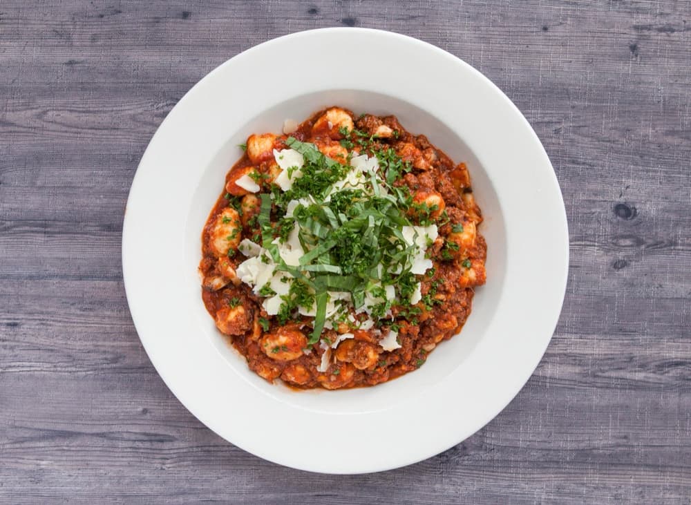 Gnocchi Bolognese at Basil Pasta Bar in Vancouver