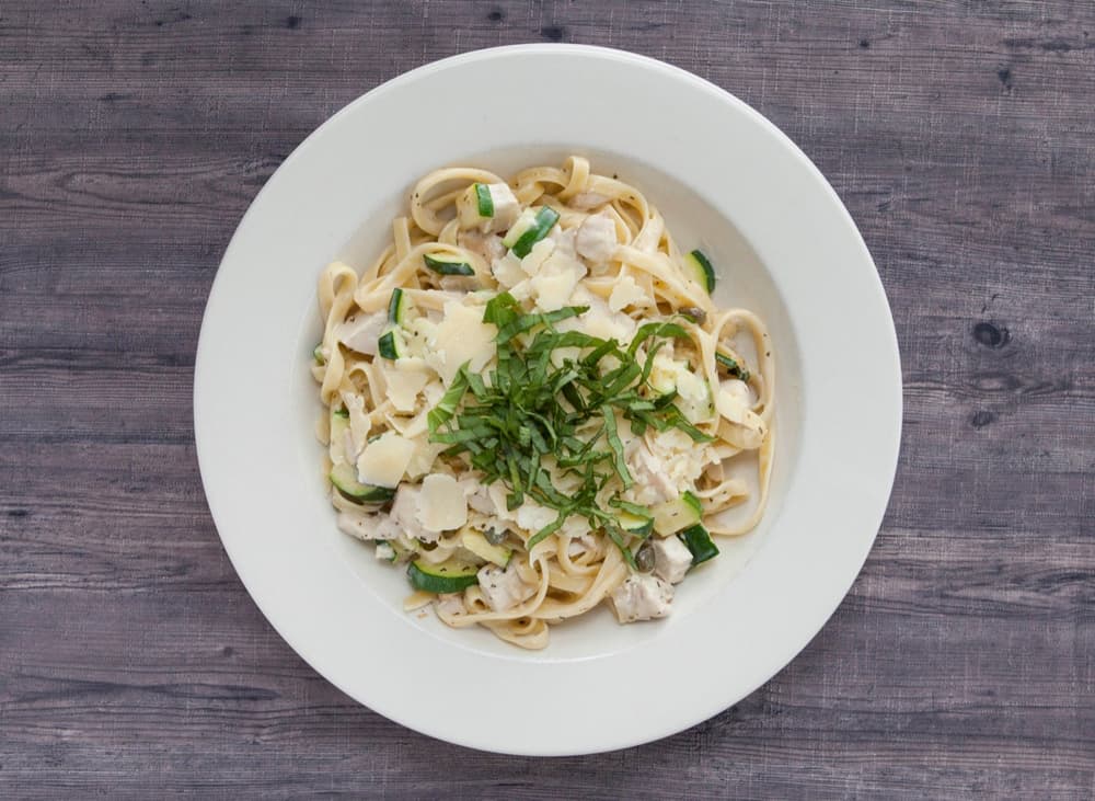 Lemon Chicken Fettuccine at Basil Pasta Bar in Vancouver