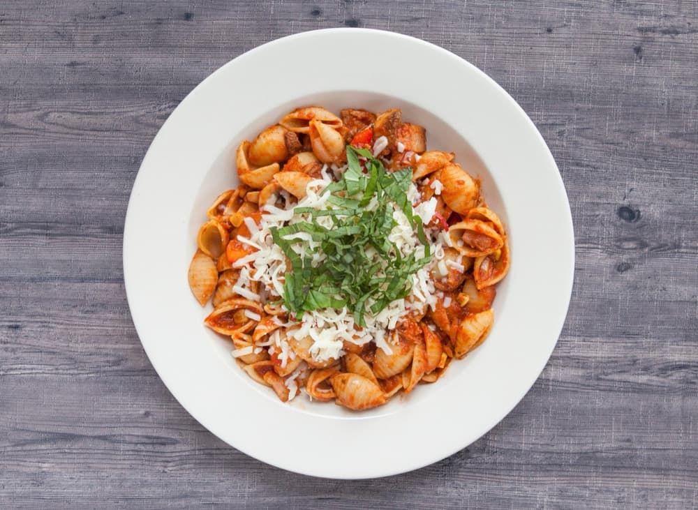 Maple Bacon Conchiglie at Basil Pasta Bar in Vancouver