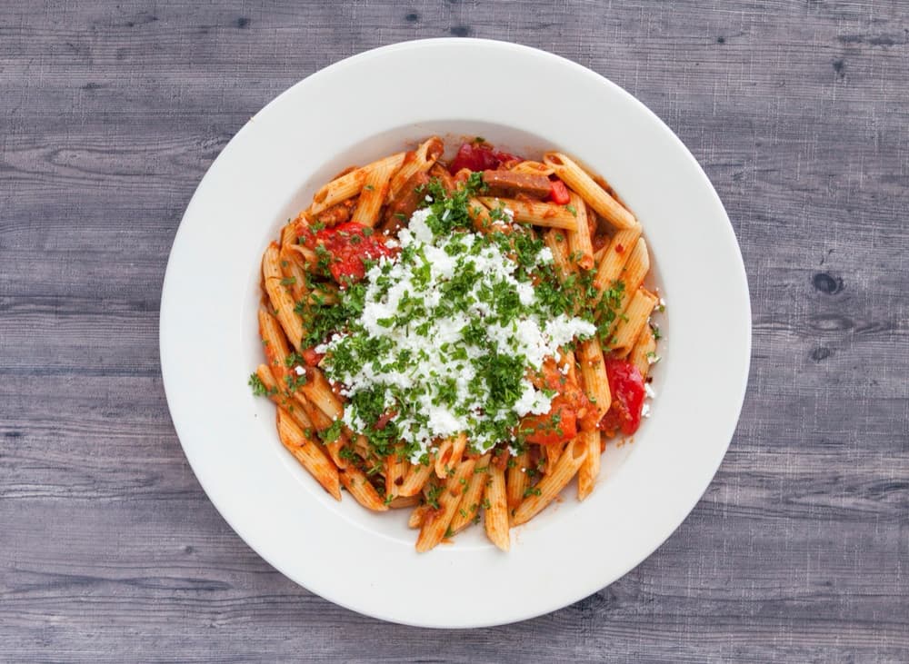 Penne Arrabiata at Basil Pasta Bar in Vancouver